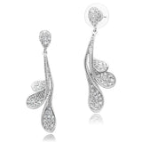 Rhodium Brass Earrings with AAA Grade CZ  in Clear