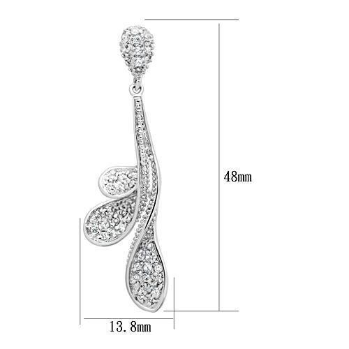Rhodium Brass Earrings with AAA Grade CZ  in Clear
