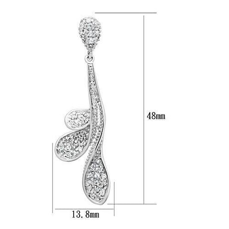 Rhodium Brass Earrings with AAA Grade CZ  in Clear