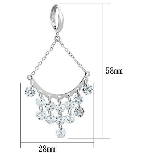 Rhodium Brass Earrings with AAA Grade CZ  in Clear