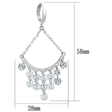 Rhodium Brass Earrings with AAA Grade CZ  in Clear