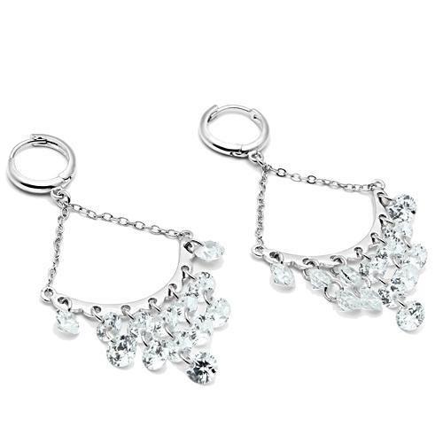 Rhodium Brass Earrings with AAA Grade CZ  in Clear