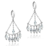 Rhodium Brass Earrings with AAA Grade CZ  in Clear