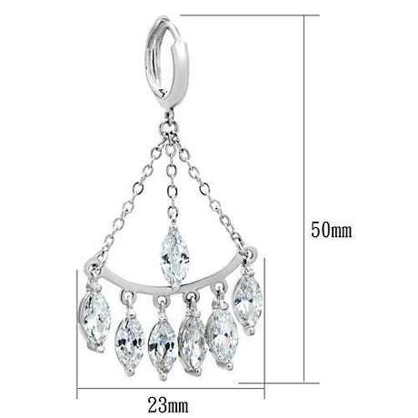 Rhodium Brass Earrings with AAA Grade CZ  in Clear