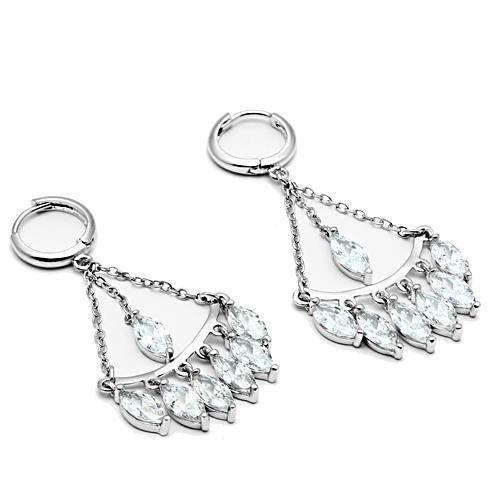 Rhodium Brass Earrings with AAA Grade CZ  in Clear