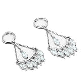 Rhodium Brass Earrings with AAA Grade CZ  in Clear