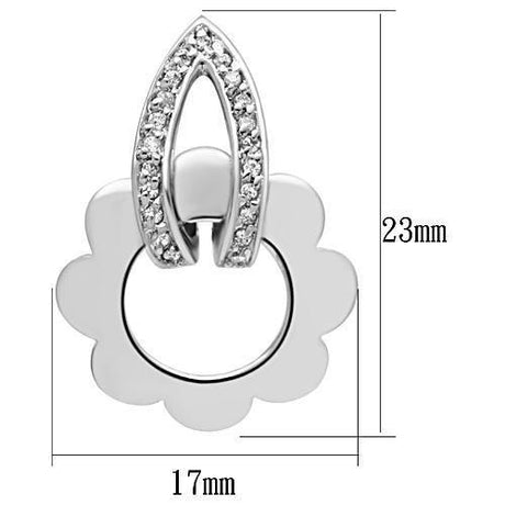 Rhodium Brass Earrings with AAA Grade CZ  in Clear