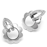 Rhodium Brass Earrings with AAA Grade CZ  in Clear
