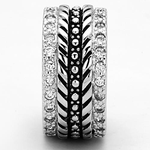 Rhodium Brass Ring with AAA Grade CZ  in Clear