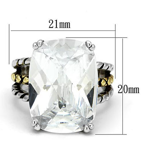 Reverse Two-Tone Brass Ring with AAA Grade CZ  in Clear