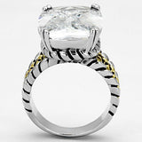 Reverse Two-Tone Brass Ring with AAA Grade CZ  in Clear