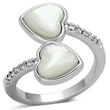 Rhodium Brass Ring with Precious Stone Conch in White