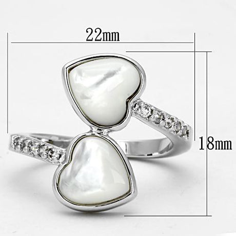 Rhodium Brass Ring with Precious Stone Conch in White