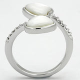 Rhodium Brass Ring with Precious Stone Conch in White