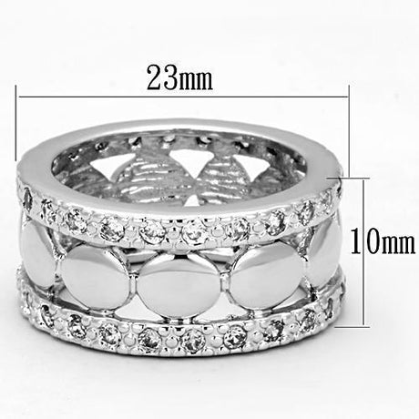 Rhodium Brass Ring with AAA Grade CZ  in Clear