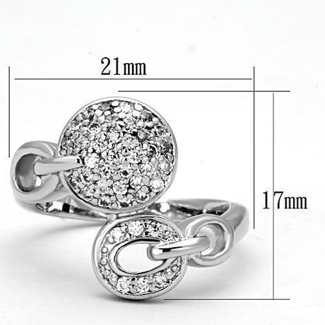 Rhodium Brass Ring with AAA Grade CZ  in Clear
