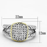 Reverse Two-Tone Brass Ring with AAA Grade CZ  in Clear