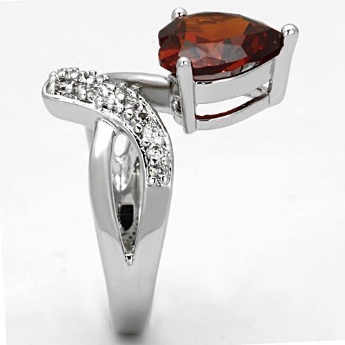 Rhodium Brass Ring with AAA Grade CZ  in Garnet