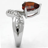 Rhodium Brass Ring with AAA Grade CZ  in Garnet