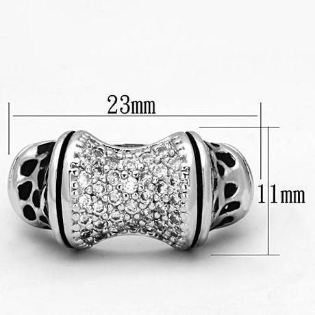 Rhodium Brass Ring with AAA Grade CZ  in Clear