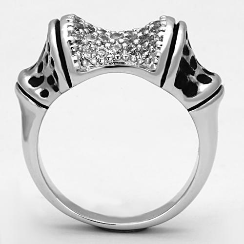 Rhodium Brass Ring with AAA Grade CZ  in Clear
