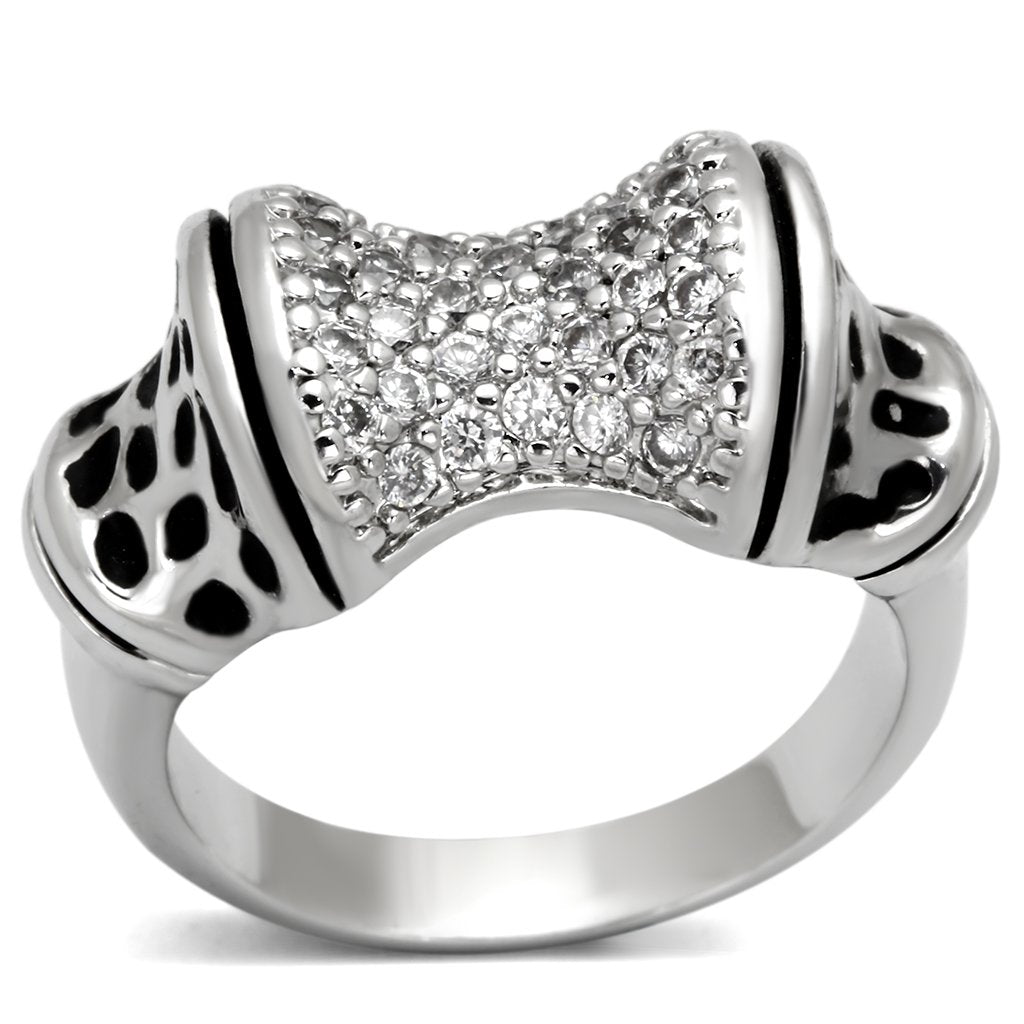 Rhodium Brass Ring with AAA Grade CZ  in Clear