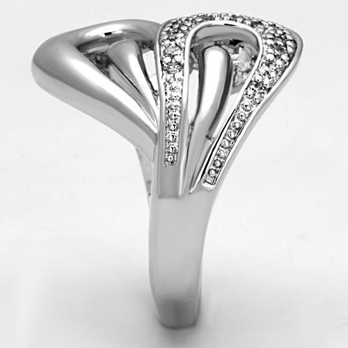 Rhodium Brass Ring with AAA Grade CZ  in Clear