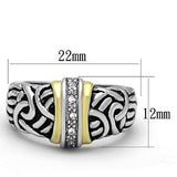 Reverse Two-Tone Brass Ring with Top Grade Crystal  in Clear