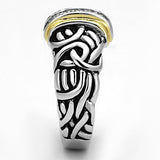 Reverse Two-Tone Brass Ring with Top Grade Crystal  in Clear