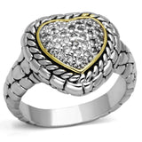 Reverse Two-Tone Brass Ring with AAA Grade CZ  in Clear