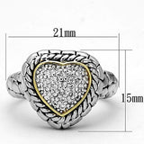 Reverse Two-Tone Brass Ring with AAA Grade CZ  in Clear