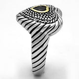 Reverse Two-Tone Brass Ring with AAA Grade CZ  in Black Diamond