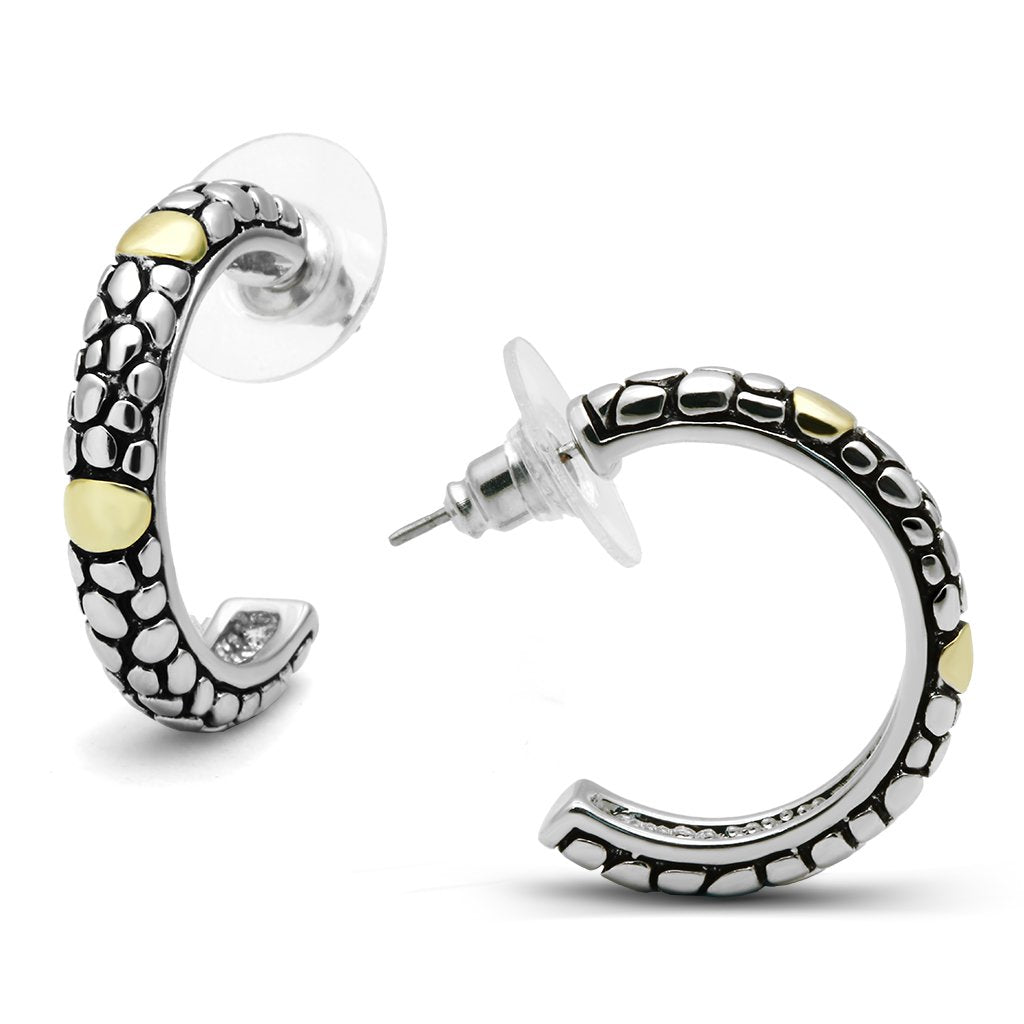 Reverse Two-Tone Brass Earrings with Epoxy  in Jet