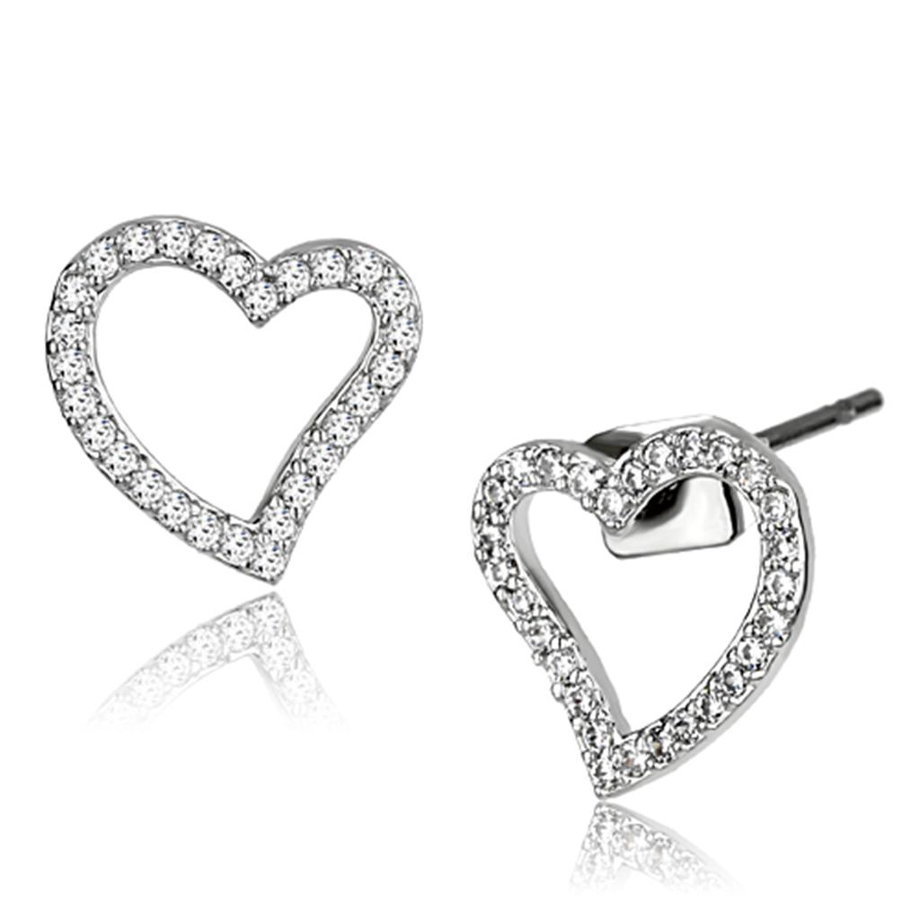 Rhodium Brass Earrings with AAA Grade CZ  in Clear