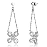 Rhodium Brass Earrings with AAA Grade CZ  in Clear