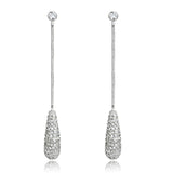 Rhodium Brass Earrings with AAA Grade CZ  in Clear