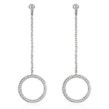 Rhodium Brass Earrings with AAA Grade CZ  in Clear
