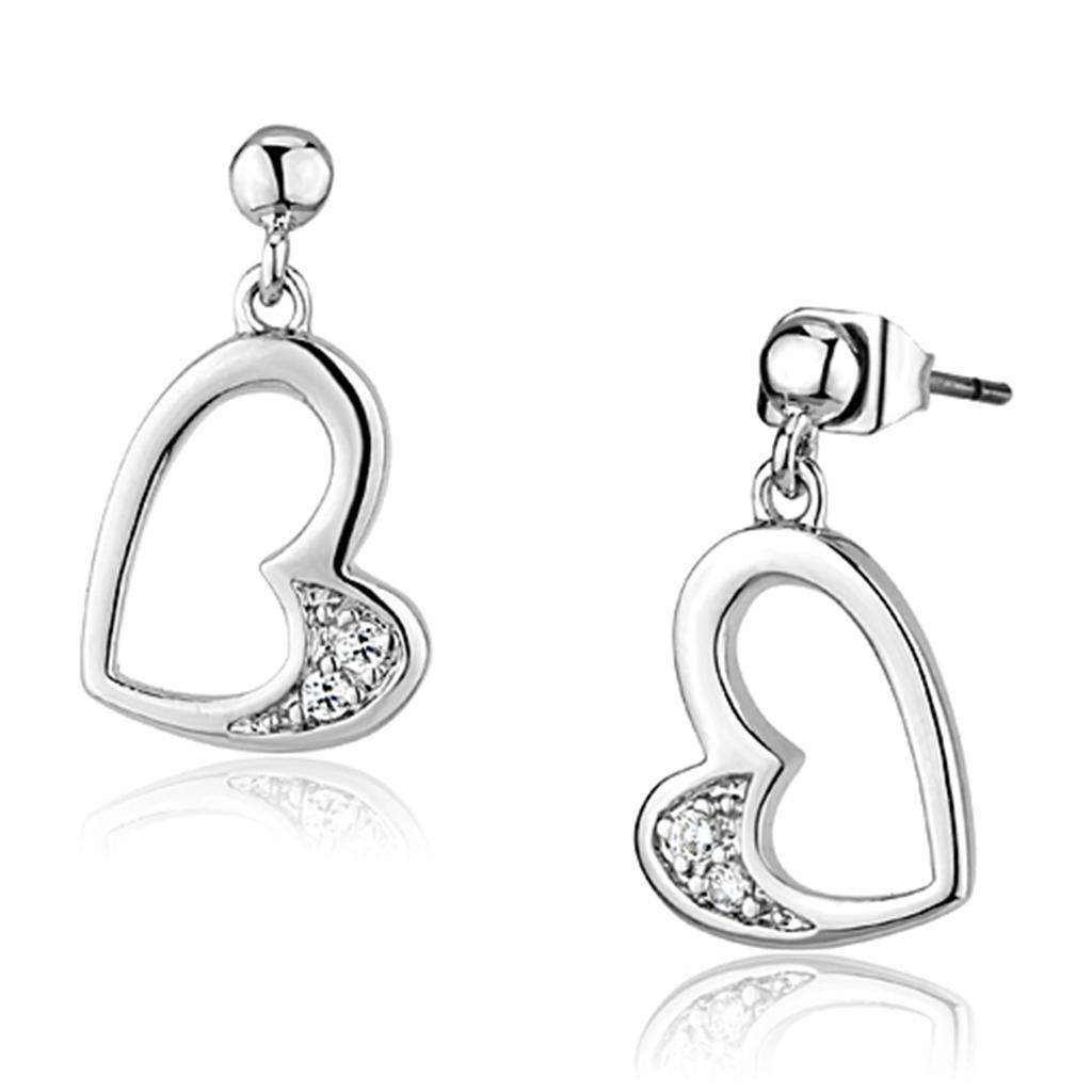 Rhodium Brass Earrings with AAA Grade CZ  in Clear