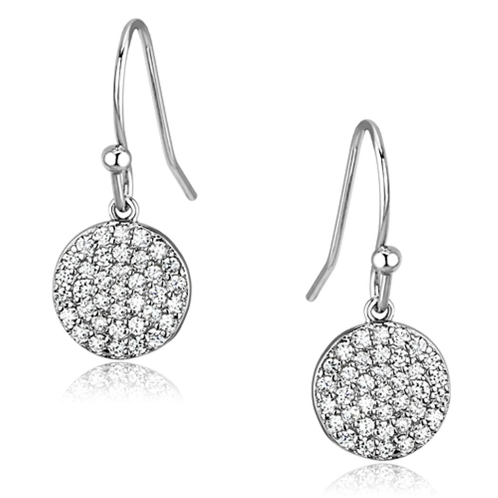 Rhodium Brass Earrings with AAA Grade CZ  in Clear