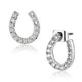 Rhodium Brass Earrings with AAA Grade CZ  in Clear