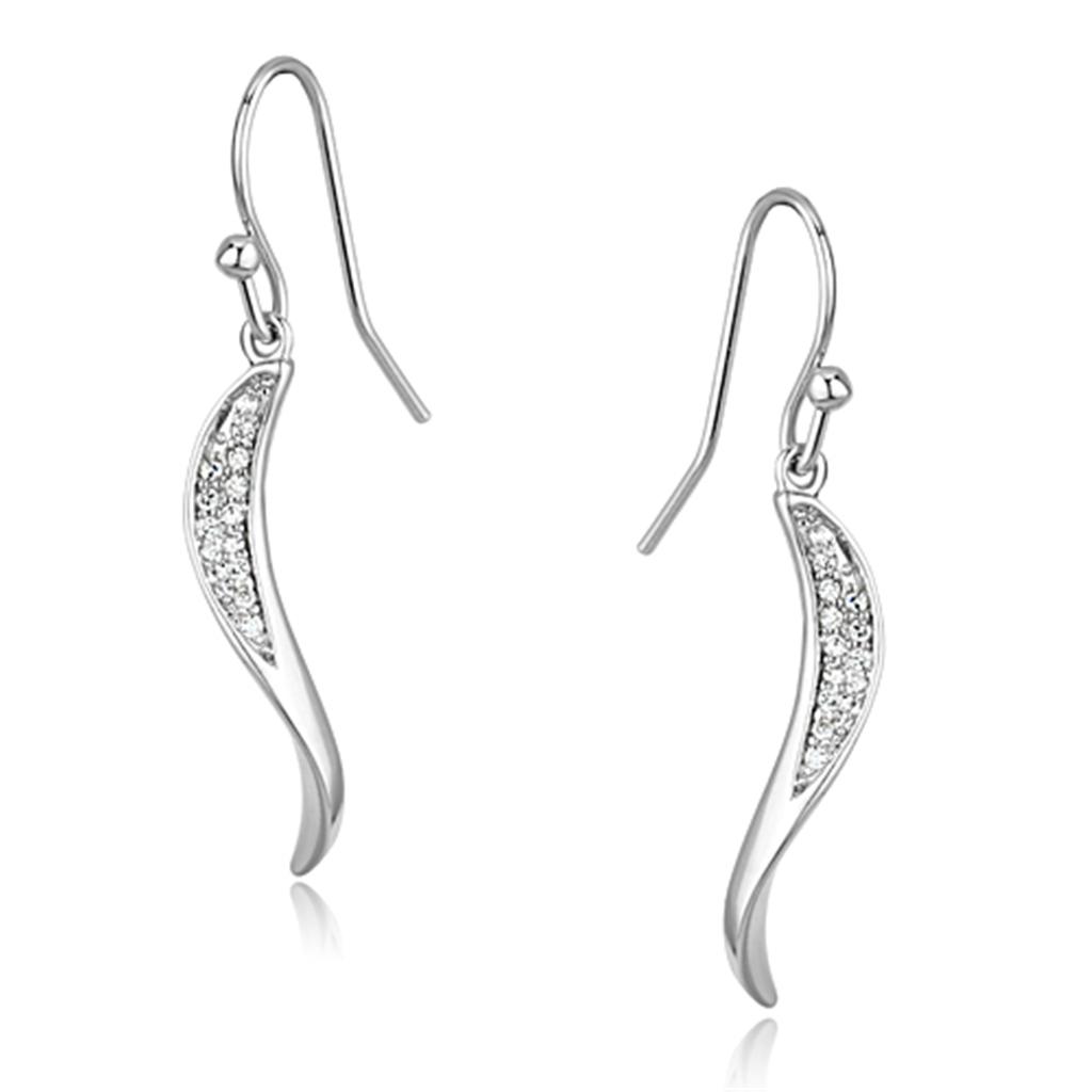 Rhodium Brass Earrings with AAA Grade CZ  in Clear