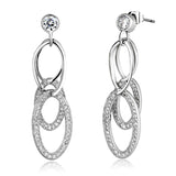 Rhodium Brass Earrings with AAA Grade CZ  in Clear