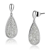 Rhodium Brass Earrings with AAA Grade CZ  in Clear