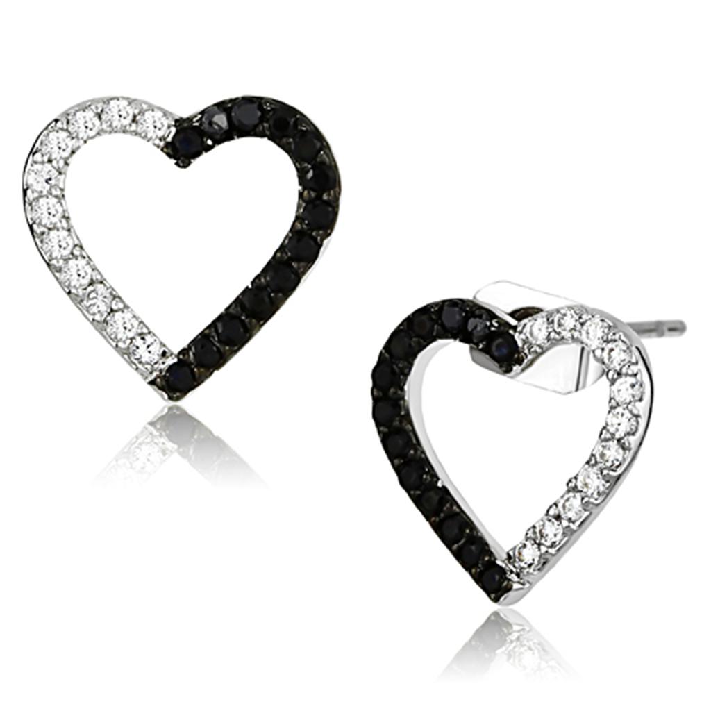 Rhodium + Ruthenium Brass Earrings with AAA Grade CZ  in Jet