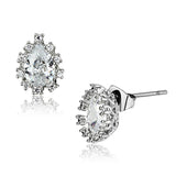 Rhodium Brass Earrings with AAA Grade CZ  in Clear