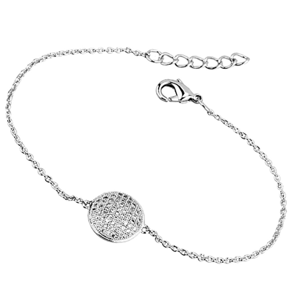 Rhodium Brass Bracelet with AAA Grade CZ  in Clear