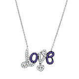 Rhodium + Ruthenium Brass Necklace with AAA Grade CZ  in Amethyst