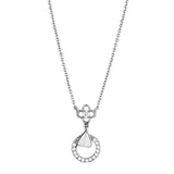 Rhodium Brass Necklace with AAA Grade CZ  in Clear