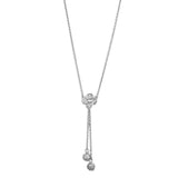 Rhodium Brass Necklace with AAA Grade CZ  in Clear