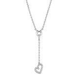 Rhodium Brass Necklace with AAA Grade CZ  in Clear